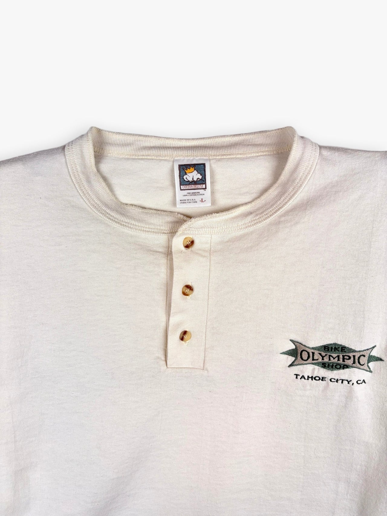 1990s Olympic Bike Shop Long-sleeve Henley Shirt
