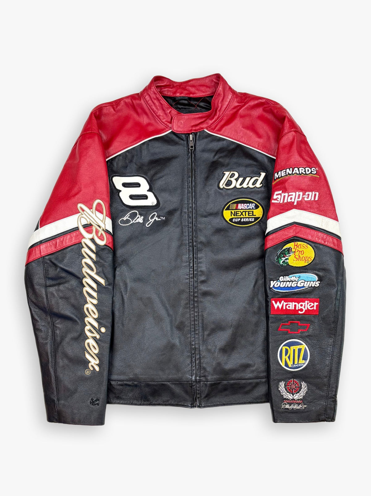 2000s Chase Authentics Dale Earnhardt Jr Budweiser Leather Jacket