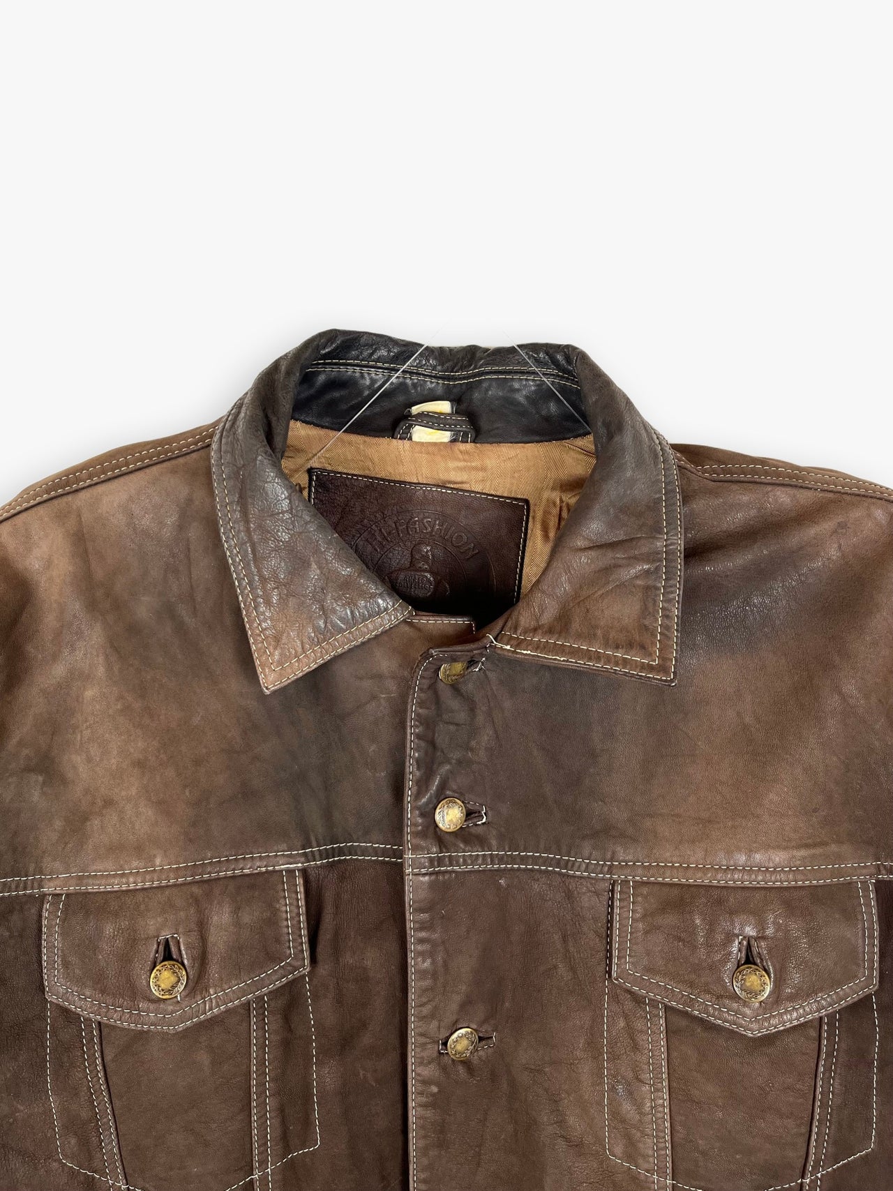 Vintage Leather Trucker Jacket