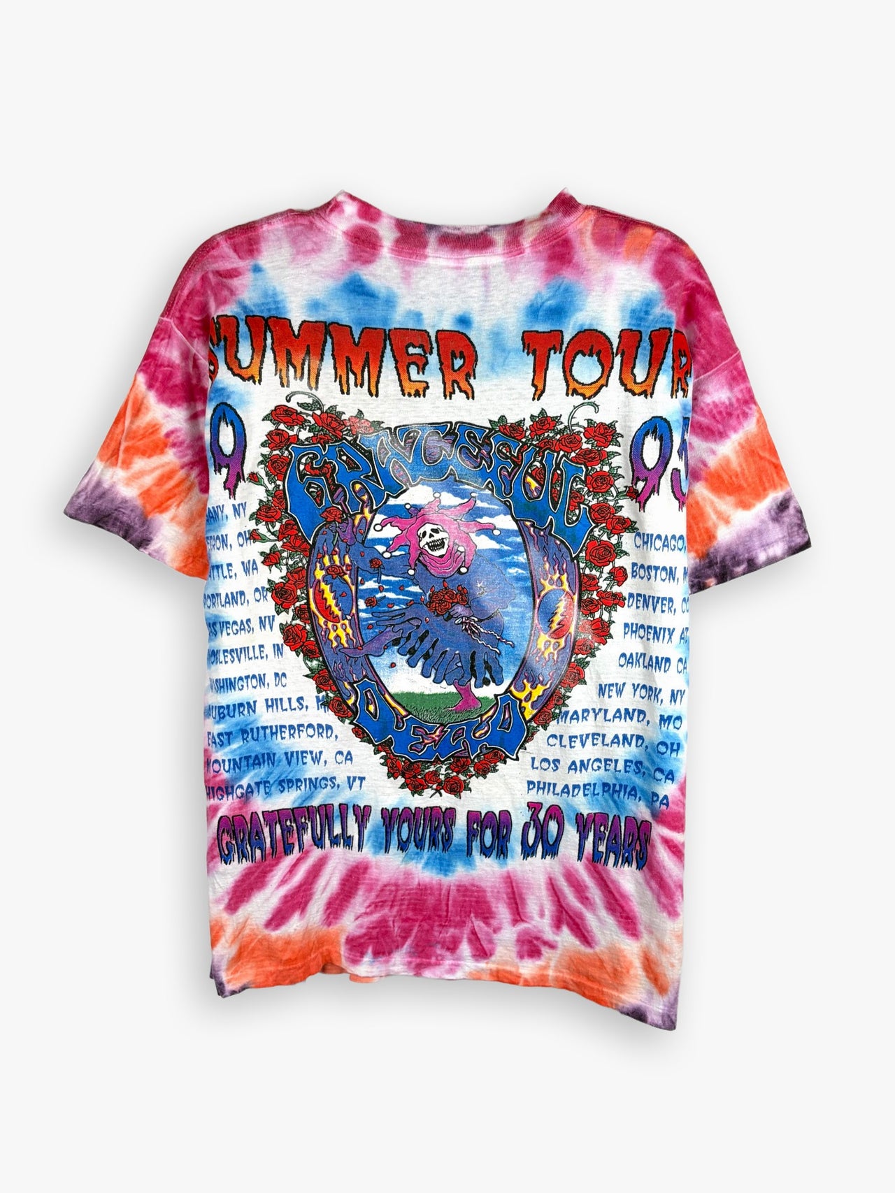 1995 Grateful Dead 30th Anniversary Summer Tour Tie Dye Bootleg T-Shirt