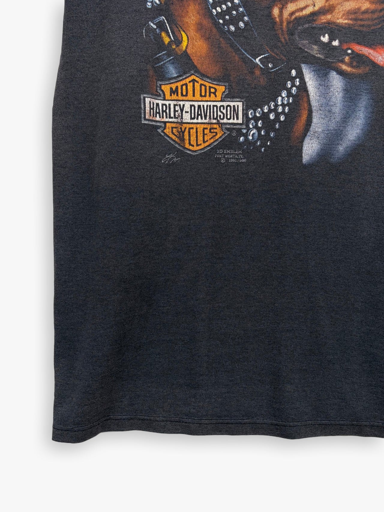 1991 Harley-Davidson 3D Emblem ”Survival of the Fittest” T-Shirt