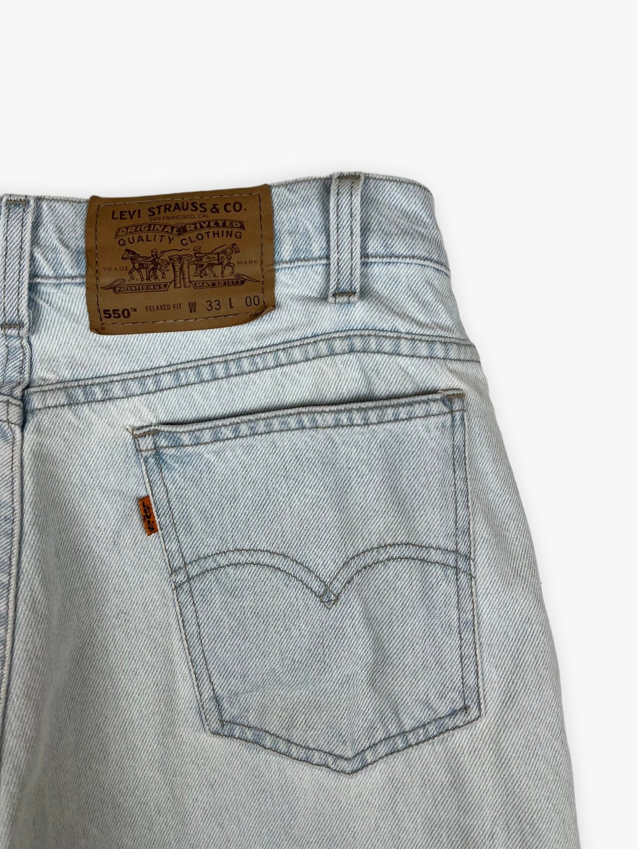 1990s Levi’s 550 Orange Tab Denim Shorts