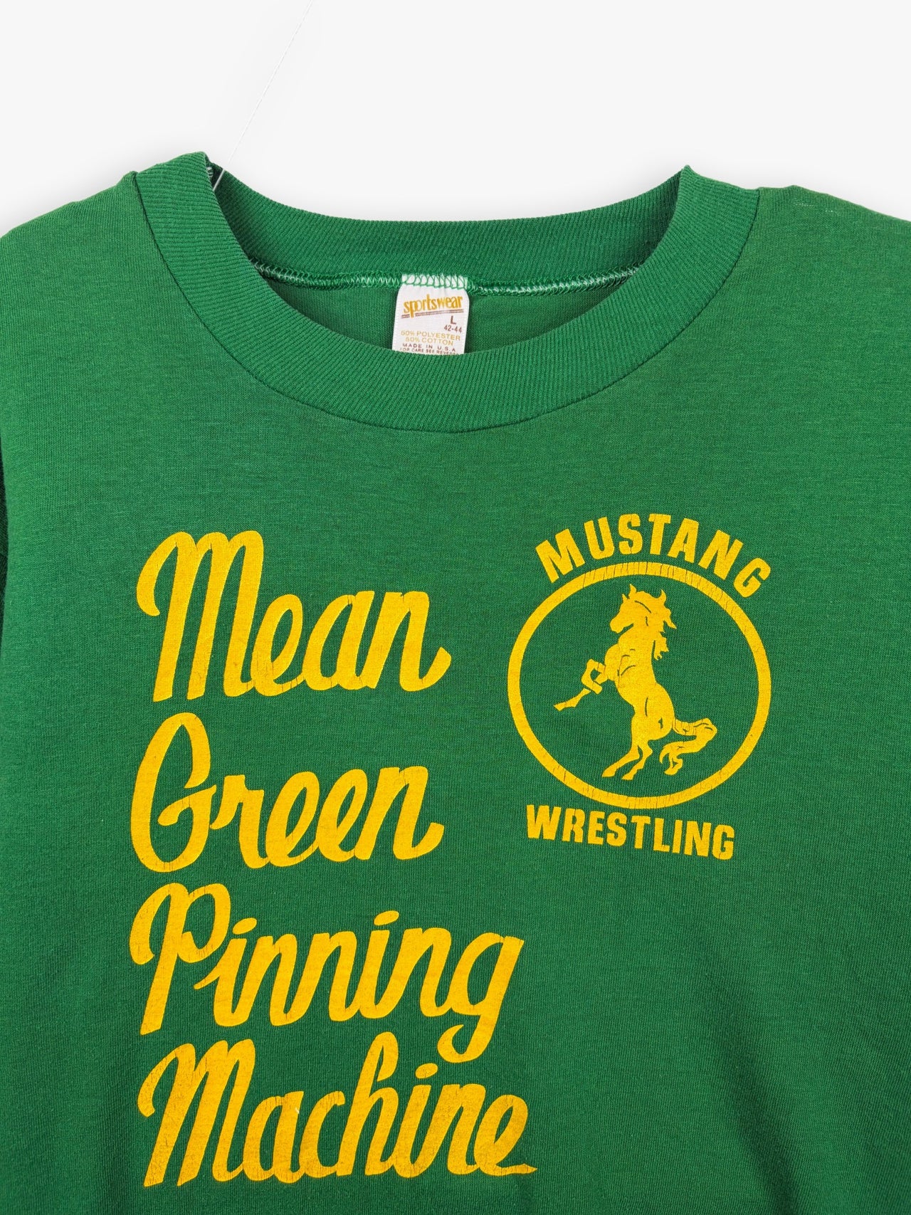 1970s Mustang Wrestling Mean Green Pining Machine T-Shirt