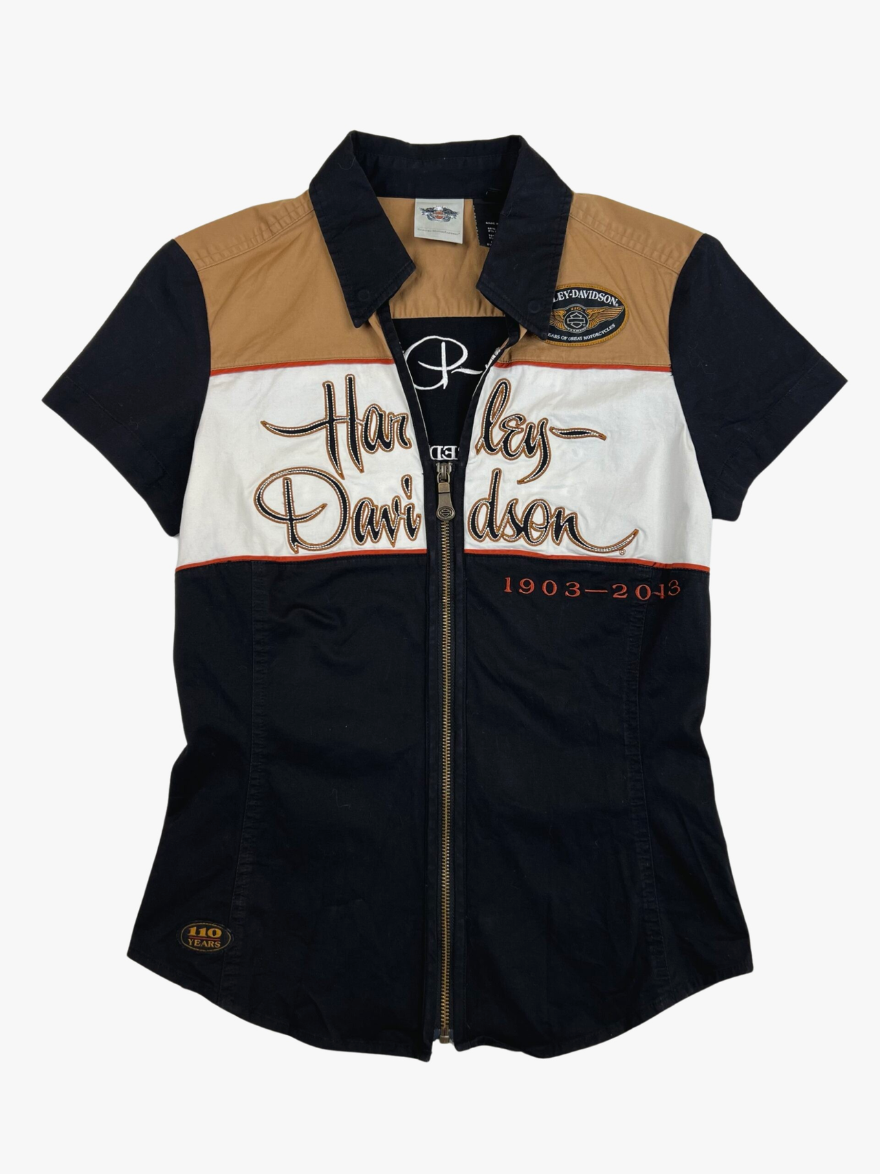 Harley Davidson 110th Anniversary Slim Fit Zip Up Shirt
