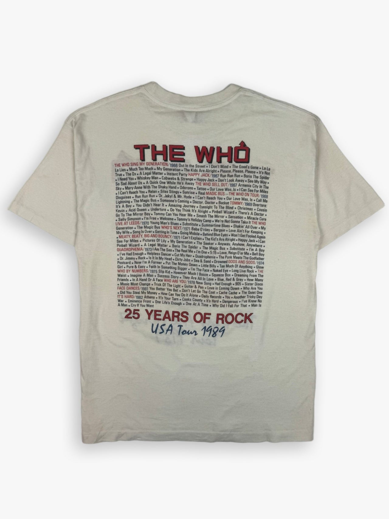 1989 The Who 25th Anniversary The Kids Are Allright USA Tour T-Shirt