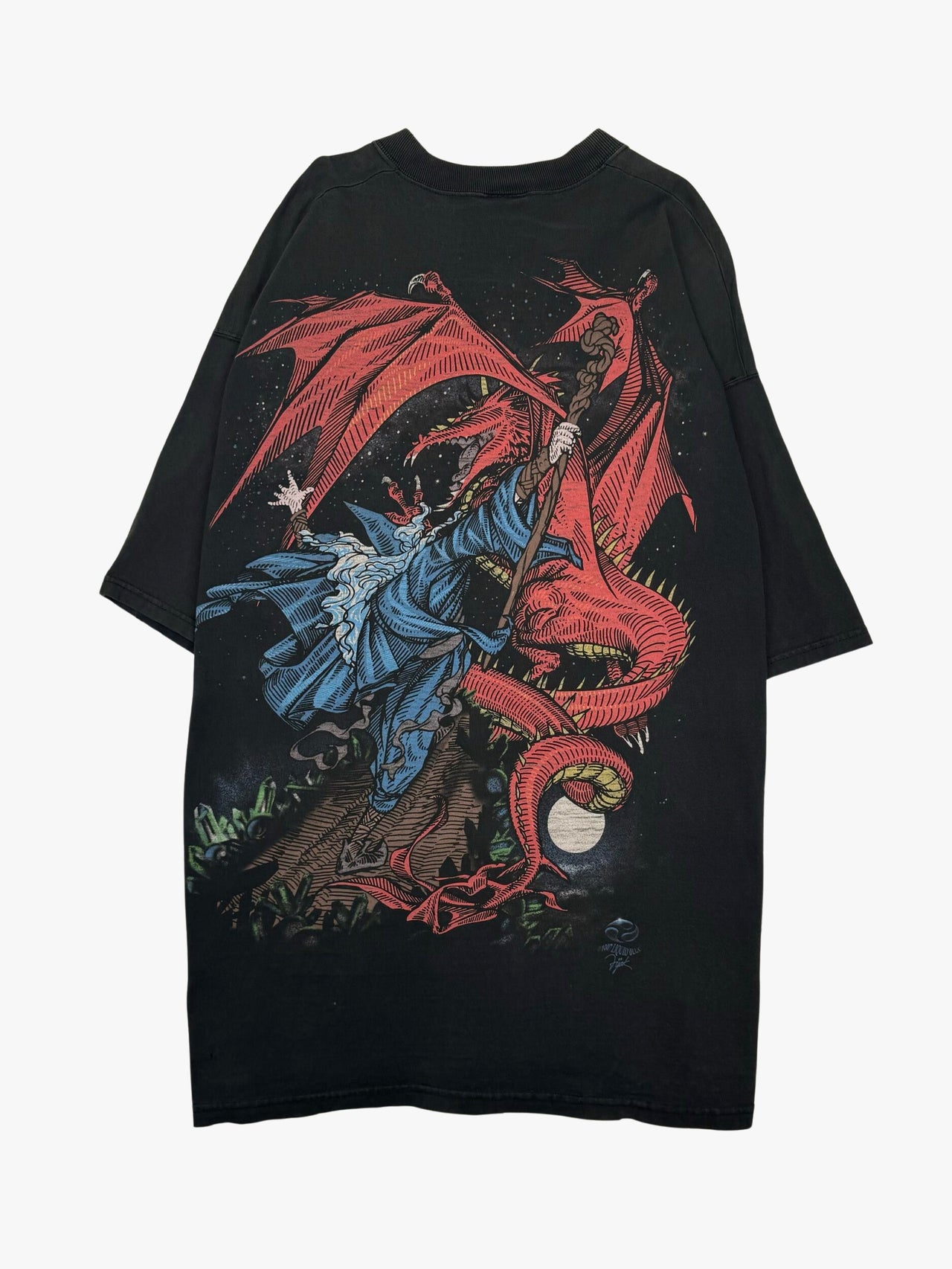 1997 Liquid Blue Wizard Dragon T-Shirt